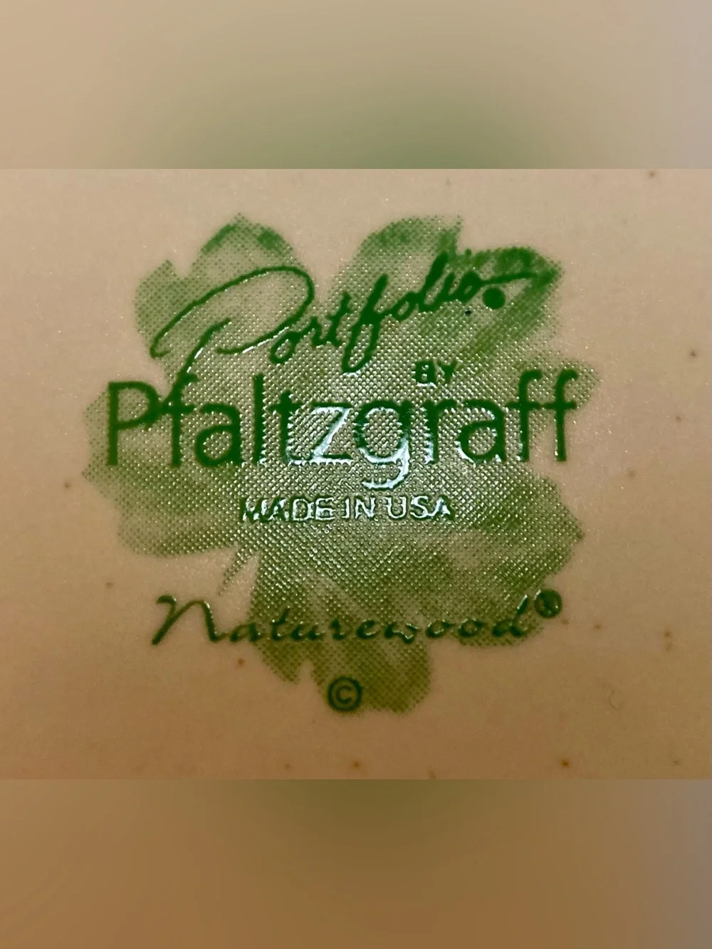 Pfaltzgraff Naturewood Green and Cream Botanical Dinner Plate 11” Set of 4